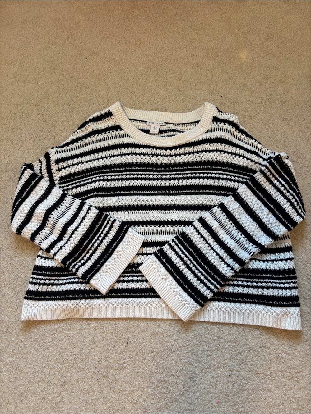 Sincerely Jules Black and White Striped Sweater